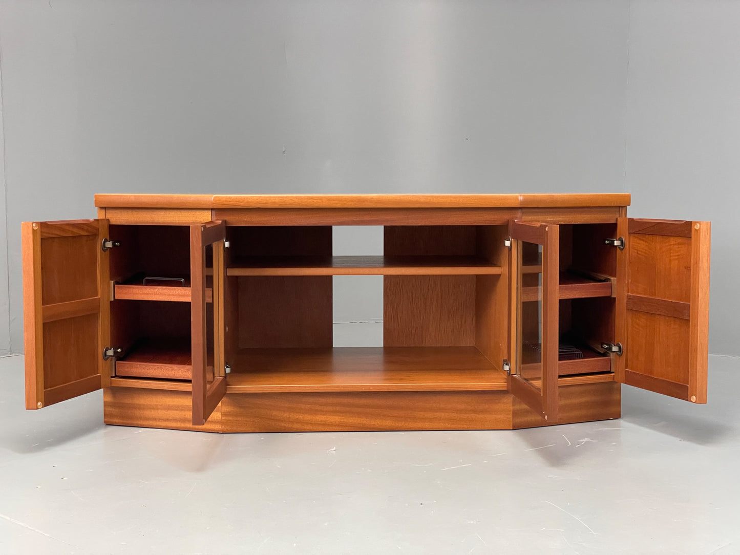 Vintage Teak Media Unit By Nathan Retro Squares HiFi TV Cabinet EB12938