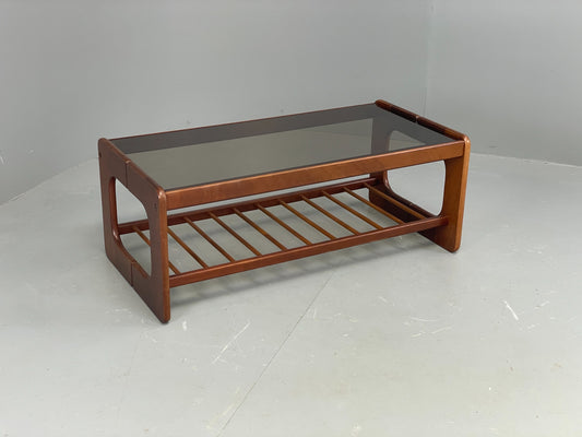 Vintage Danish Coffee Table Teak & Glass Retro 1970s Mid Century EB12304