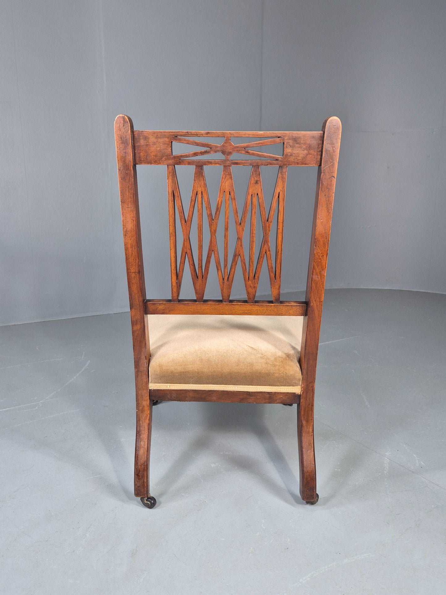 Vintage Arts and Crafts Low Chair Antique 1900s Oak Frame Eb12586