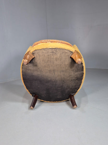 Antique Danish Art Deco Lounge Chair Tub Form Yellow 1920s EB08052