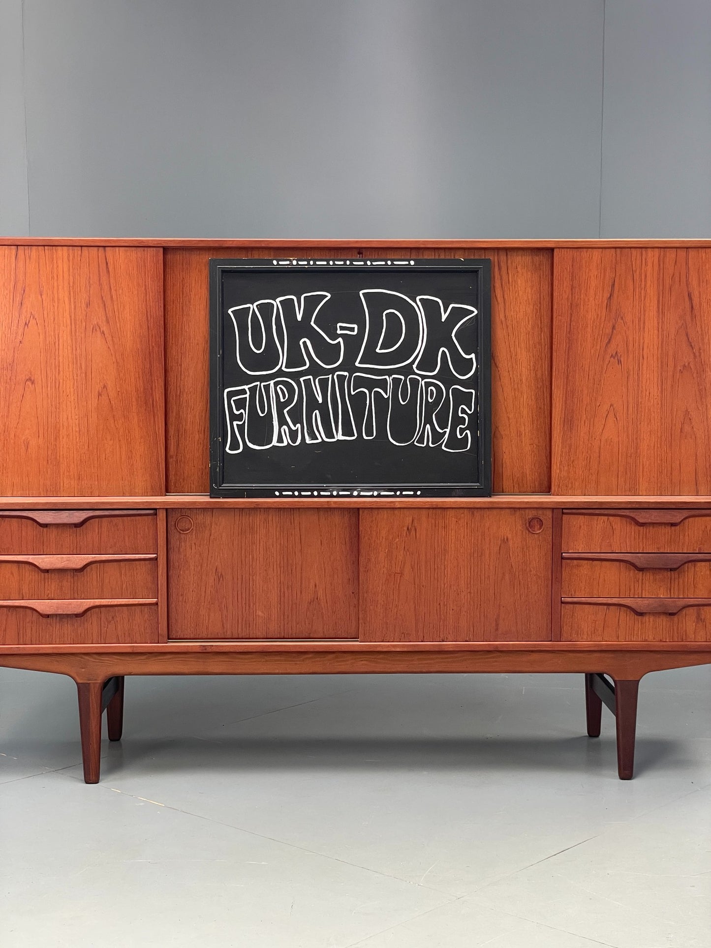 Vintage Danish Teak Highboard 1960s Mid Century Drawers Shelving Retro EB12347