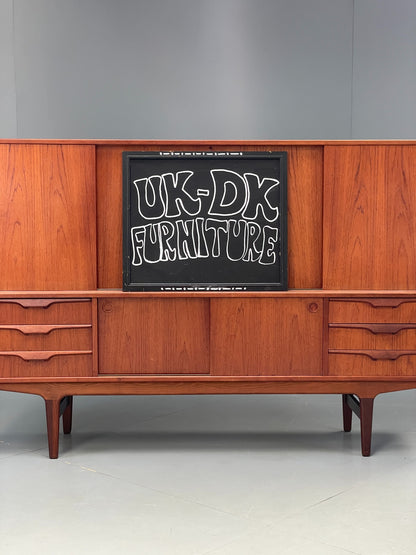 Vintage Danish Teak Highboard 1960s Mid Century Drawers Shelving Retro EB12347