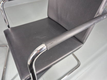 3 Vintage Stacking Chairs Wilkhahn Chrome Cantilever Frames Leather chairs EB12270
