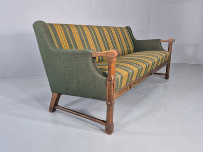 Vintage 3 seater Sofa Danish Design Green Wool Cloth 1970s Retro EB12758