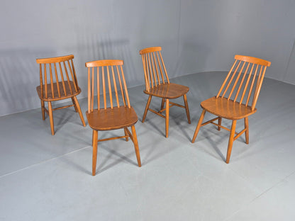 4 Vintage 1970s Retro Dining Chairs Scandinavian Stick Back Design EB12257