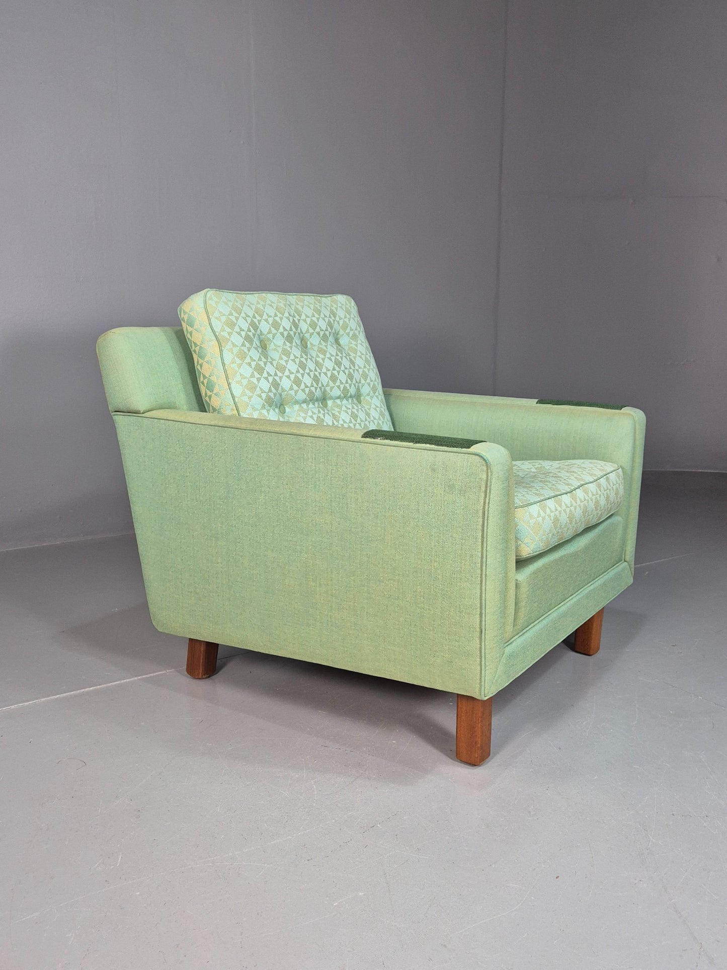 Vintage Mid Century Lounge Chair 1960s SwedishDux Green Retro EB07716
