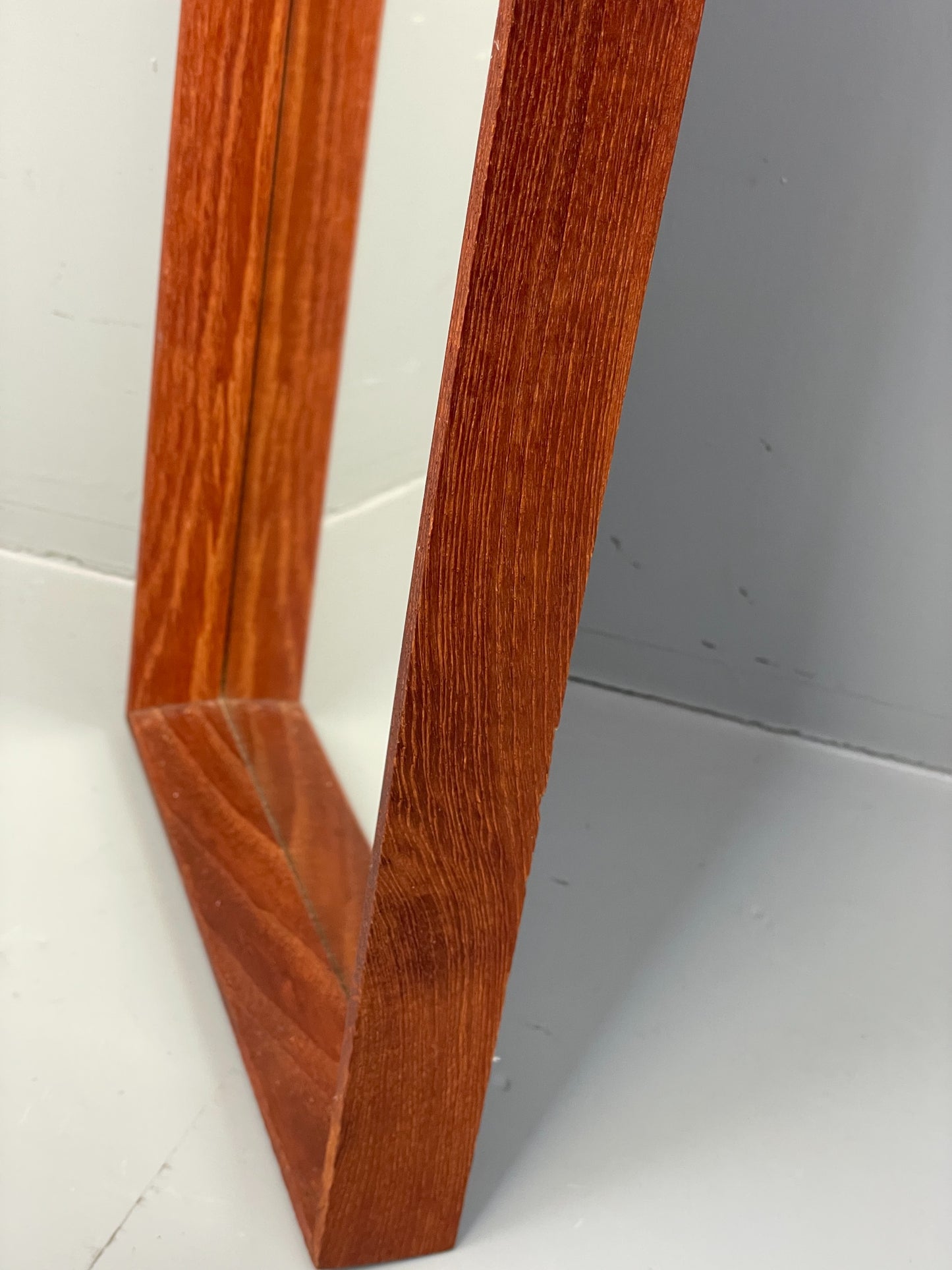 Vintage Teak Wall Mirror Rectangular Solid Danish Mid Century EB11966