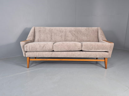 Vintage 3 Seater Danish Mid Century Sofa Oak Frame Paws New Upholstery EB11125