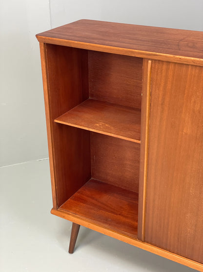 Vintage Glazed Bookcase Cabinet 1960s Mid Century Teak Shelving EB12629