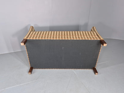 Vintage Danish Art Deco Style 2 Seater Sofa Green and Cream Wool Stripe EB12695