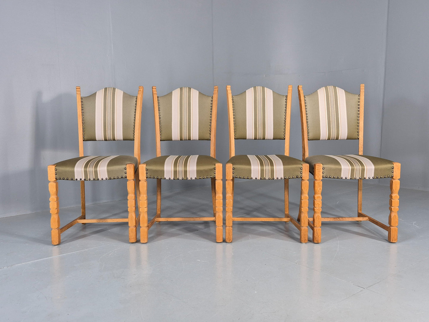 4 Vintage Henning Kjaernulf Dining Chairs Oak Frame 1970s Retro  EB12127