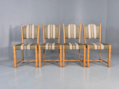 4 Vintage Henning Kjaernulf Dining Chairs Oak Frame 1970s Retro  EB12127
