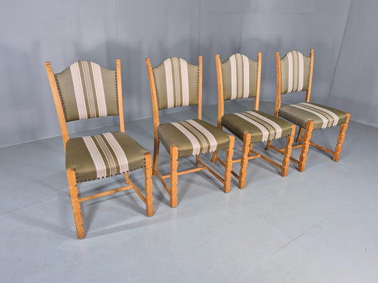 4 Vintage Henning Kjaernulf Dining Chairs Oak Frame 1970s Retro  EB12127