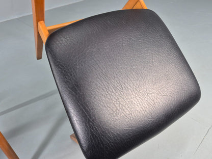 2 Vintage 1960s Dining Chairs Beech Teak and Vinyl Retro Mid Century EB12636