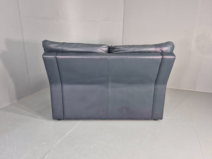 Vintage 2 Seater Leather Settee 1980s Style Dark Green Retro EB12784