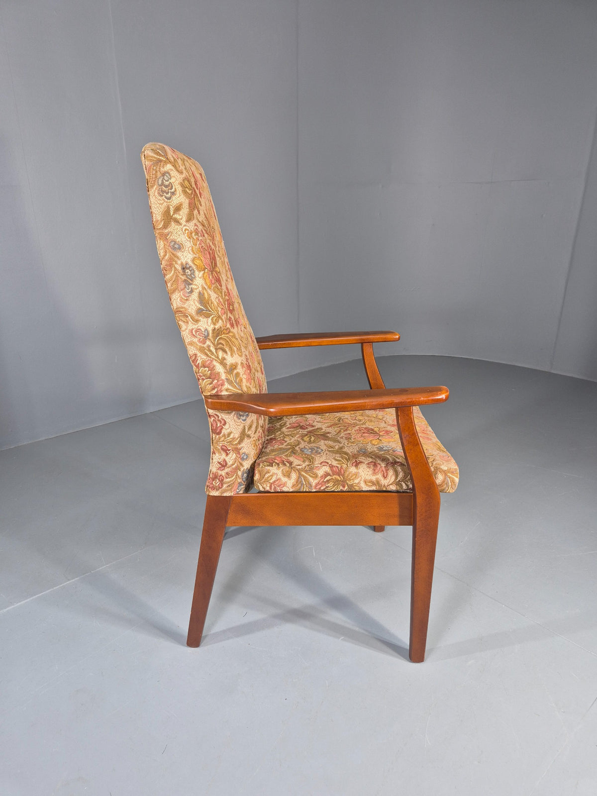 Vintage Parker Knoll High Back High Seat 1960s Lounge Chair Floral EB12798