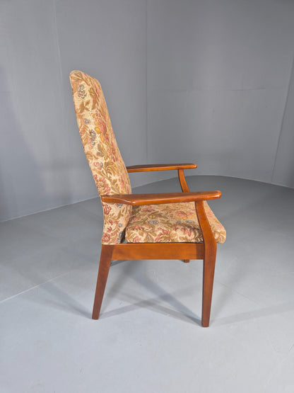 Vintage Parker Knoll High Back High Seat 1960s Lounge Chair Floral EB12798