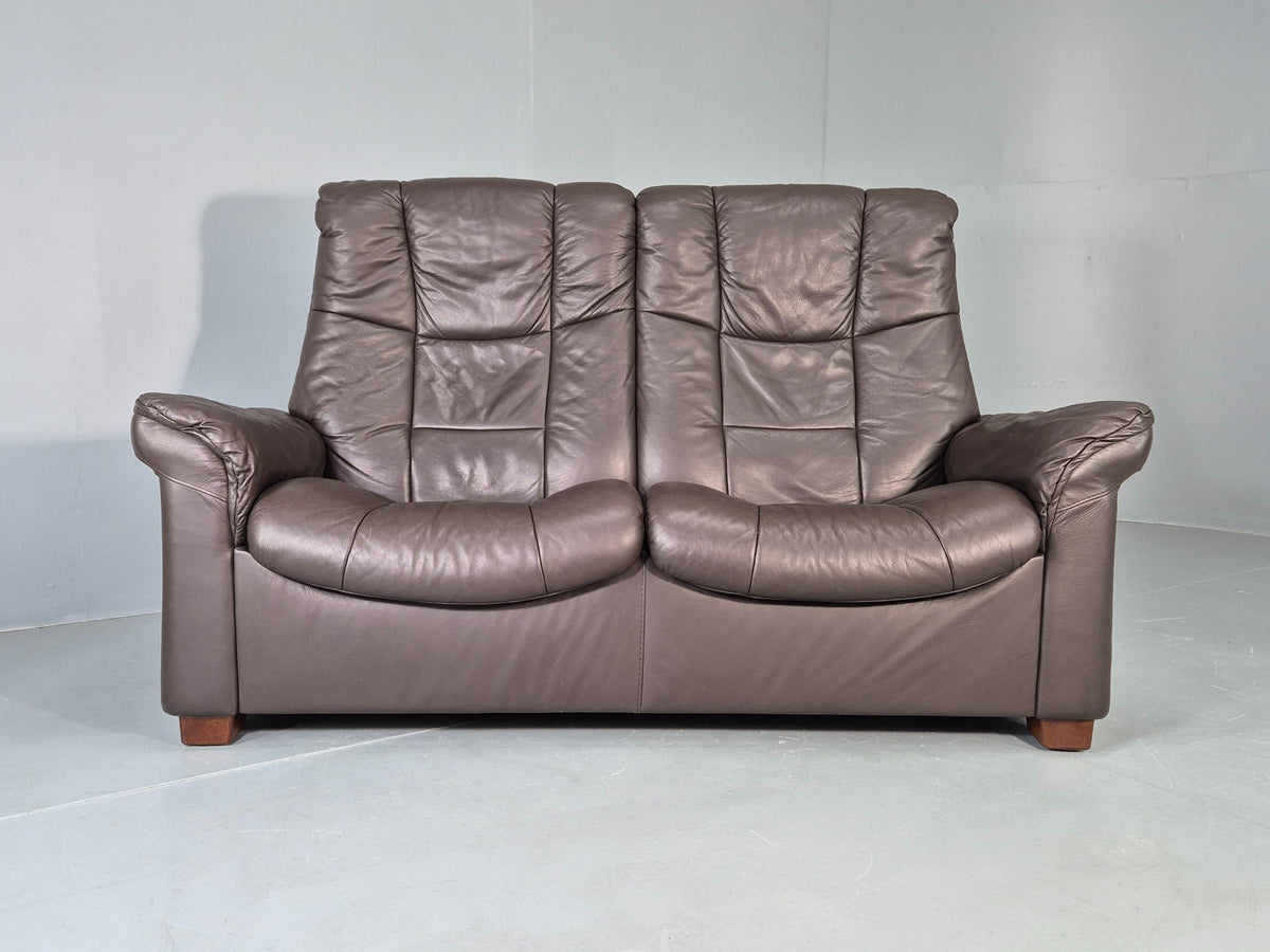 Vintage Stressless 2 Seat Sofa Brown Leather Buckingham Range 1990s  Eb13055