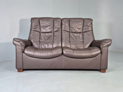 Vintage Stressless 2 Seat Sofa Brown Leather Buckingham Range 1990s  Eb13055