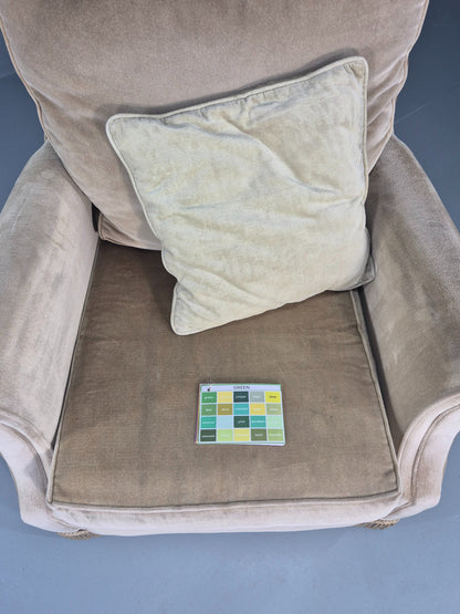 Vintage 1960s Armchair Green Velour Upholstery Mid Century Classical Design EB12471