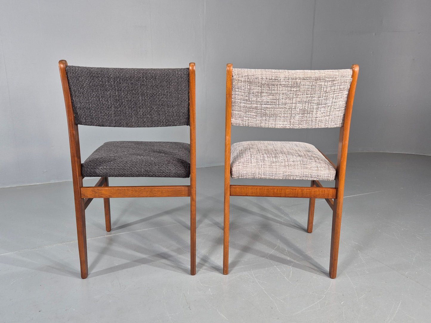 6 Vintage Mid Century Dining Chairs Teak Frame Two Tone Coverings 1970s  EB12035