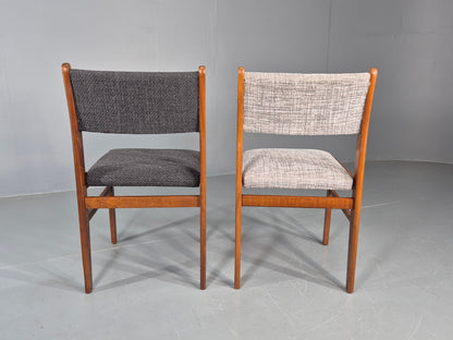 6 Vintage Mid Century Dining Chairs Teak Frame Two Tone Coverings 1970s  EB12035