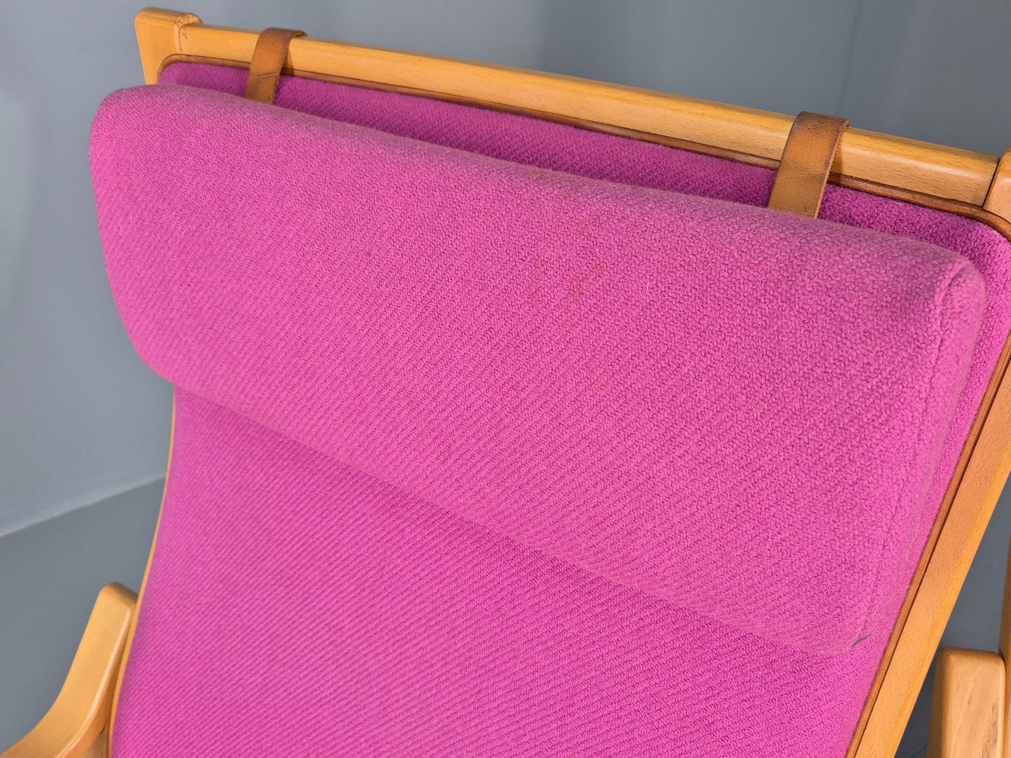 2 Vintage Bentwood Lounge Chairs Finn Ostergaard Pink Wool Retro EB12143