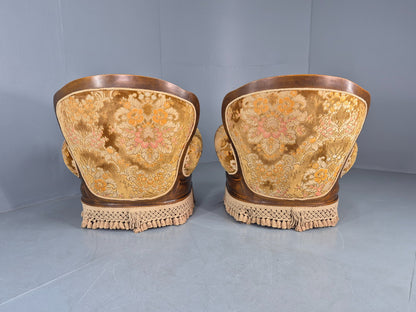 2 Vintage 1970s Danish Lounge Chairs Kitsch Over The Top Retro Gold  EB12723
