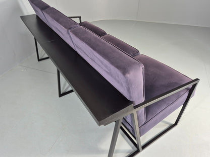 Vintage 3 Seater Sofa Modern Design Orange Box Lossit Purple Velvet EB12800
