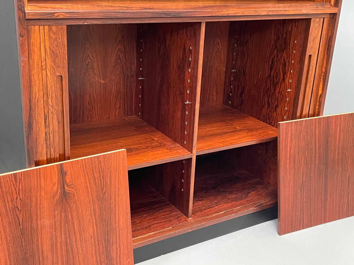 Vintage Danish Wall Unit Mid Century 1960s Tambour Shelving Cabinet Retro 13100