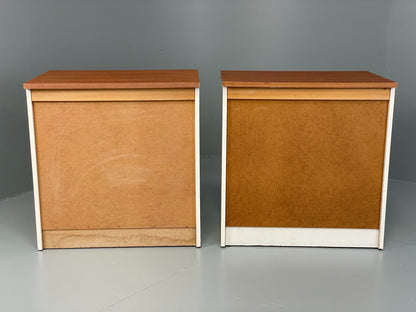 Vintage Bedside Cabinets Teak Pair Chest Of Drawers Retro 1970s White EB12625