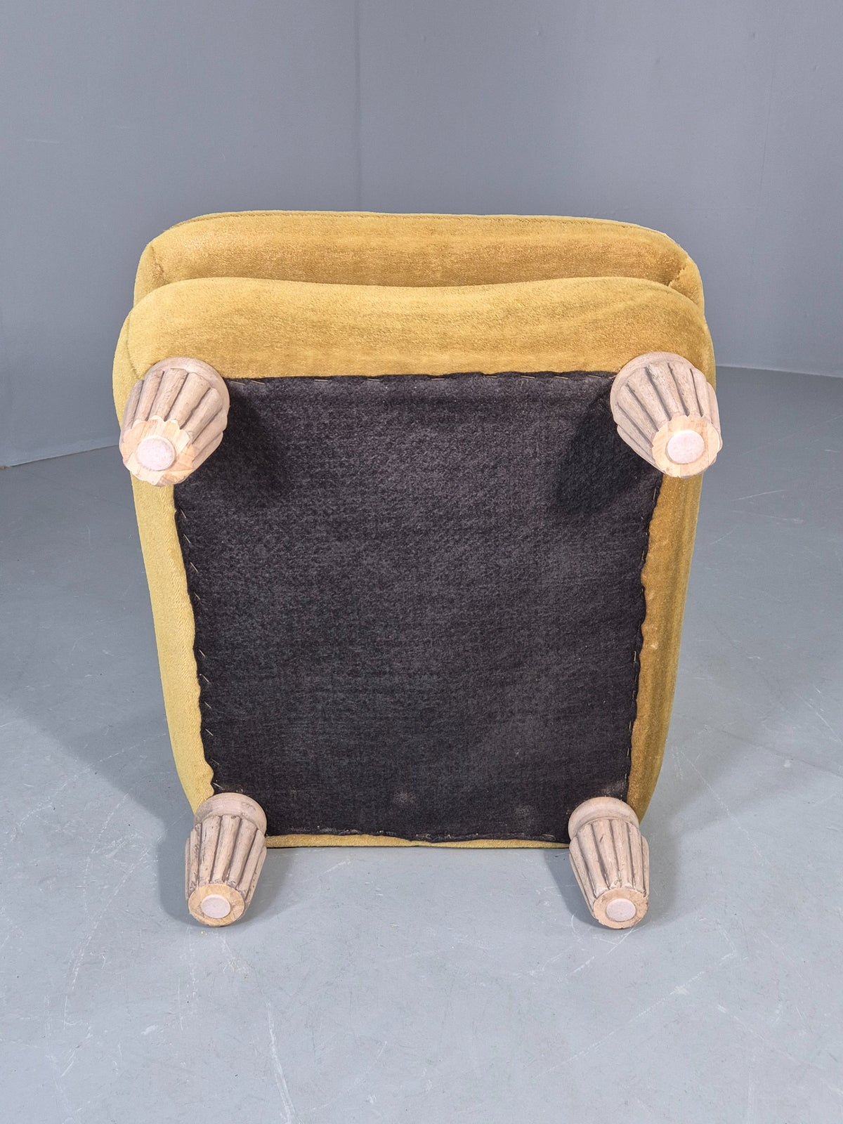 Vintage Danish Cocktail Chair 1930s Gold Velour on Fluted Legs  EB12680