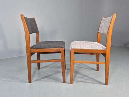 6 Vintage Mid Century Dining Chairs Teak Frame Two Tone Coverings 1970s  EB12035