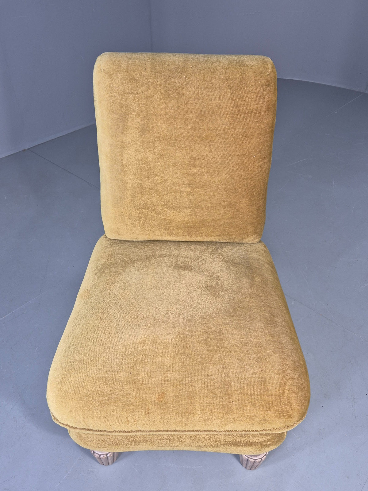 Vintage Danish Cocktail Chair 1930s Gold Velour on Fluted Legs  EB12680