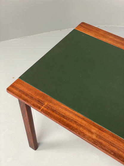 Vintage 1960s Side Table By Hans Olsen Sweden Green Leather Top EB11186