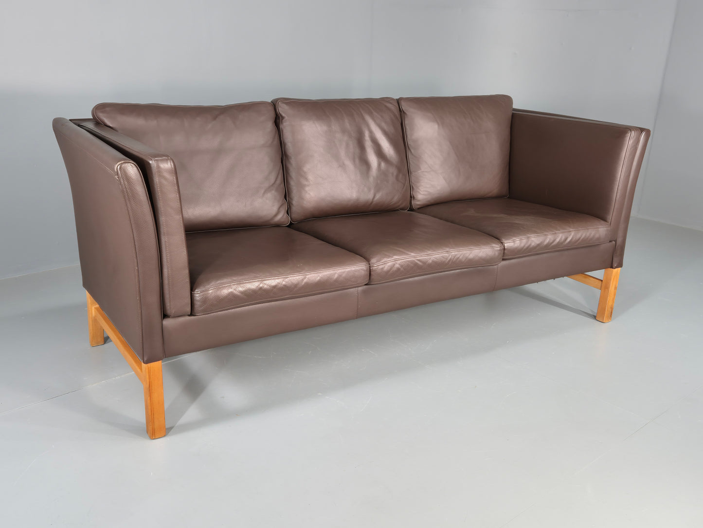 Vintage 3 Seater Sofa Danish Brown Leather Mid Century Skippers Retro EB10493