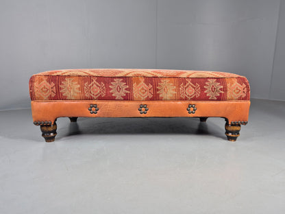 Vintage Tetrad Eastwood Footstool Leather Kilim Upholstery Large EB12038