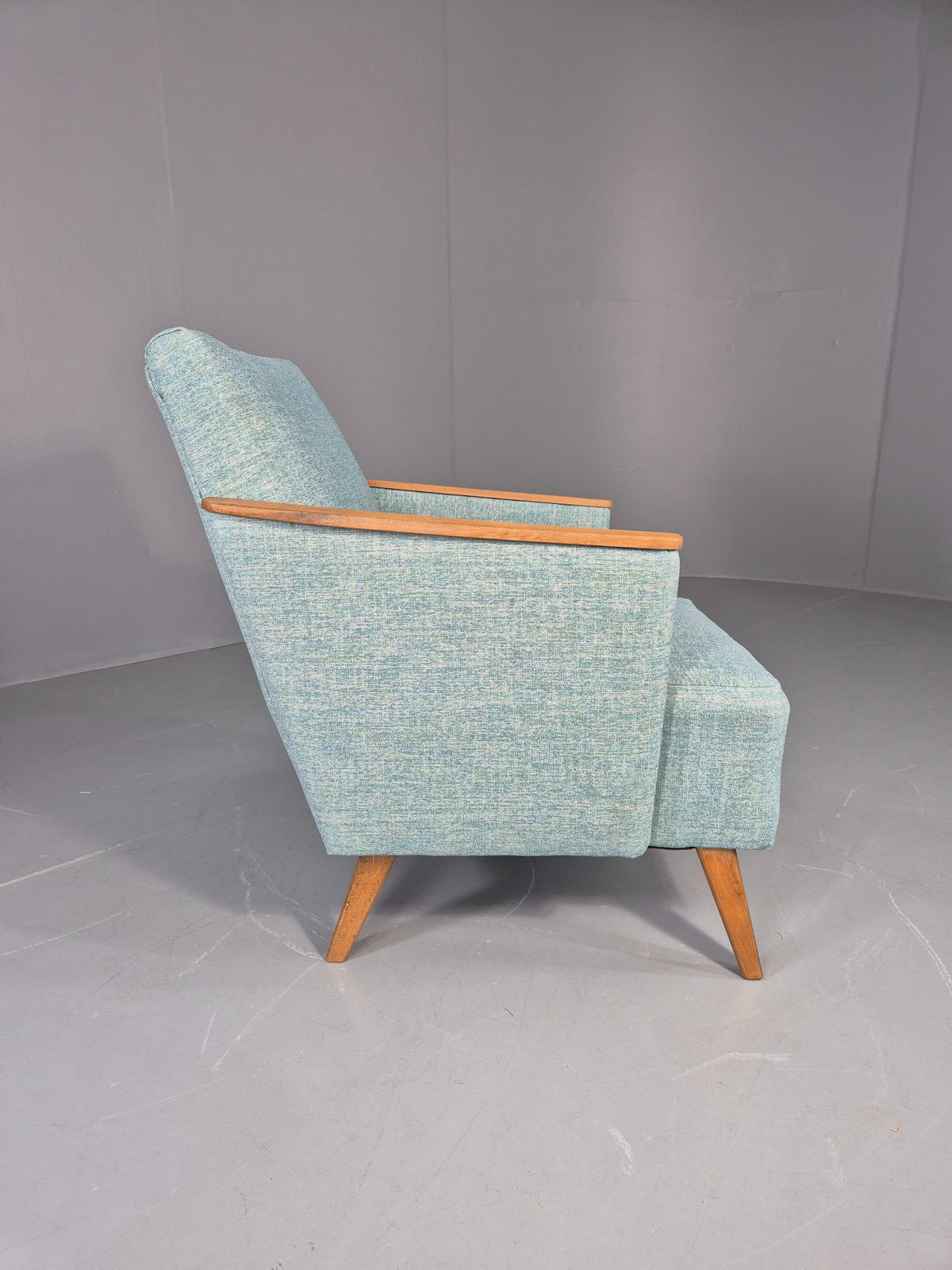 Mid Century Style Lounge Chair Newly Upholstered in Blue Retro EB9981