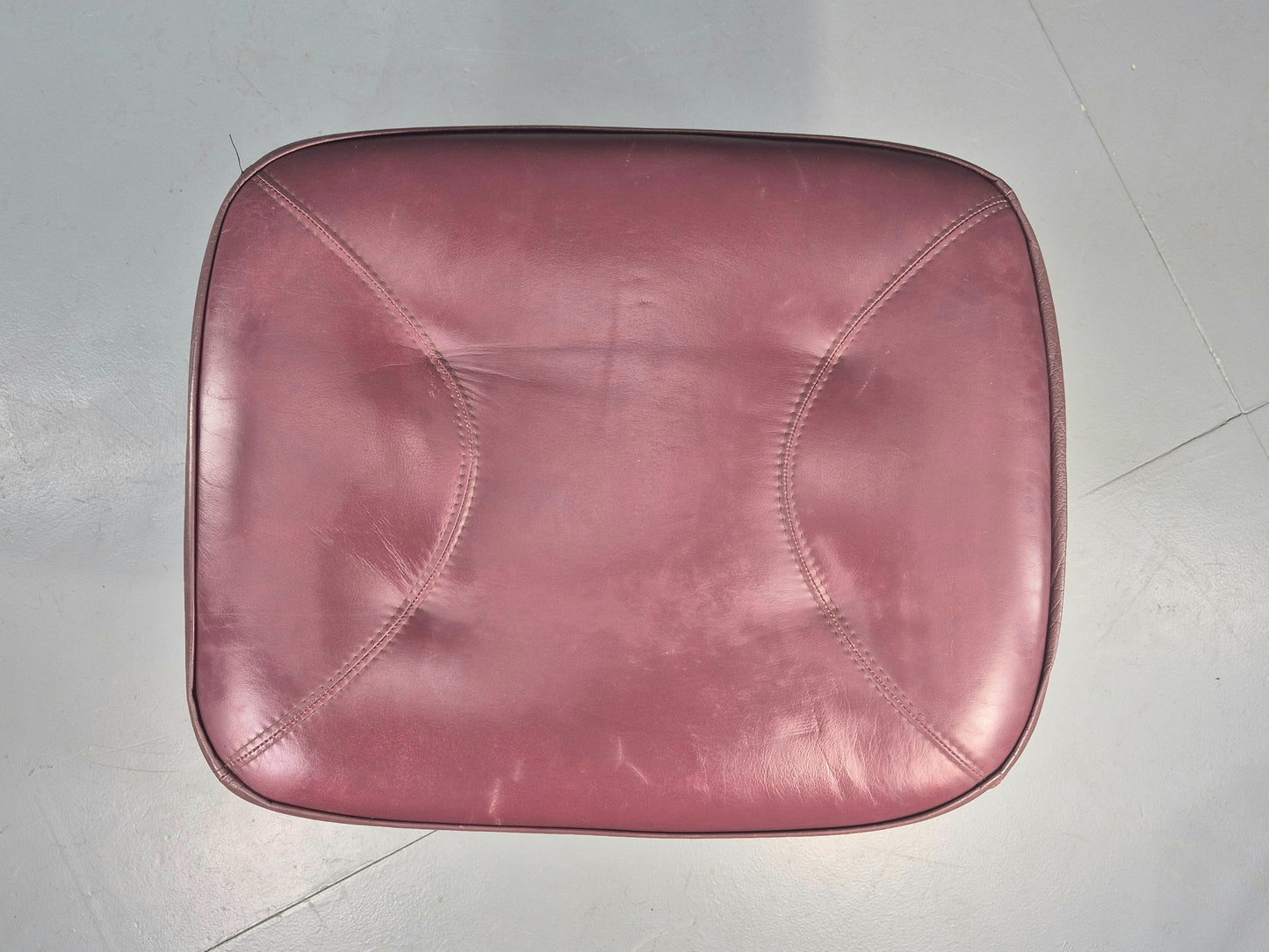 Vintage Stouby Swivel Footstool 1980s Burgundy Leather Bentwood Base EB12051