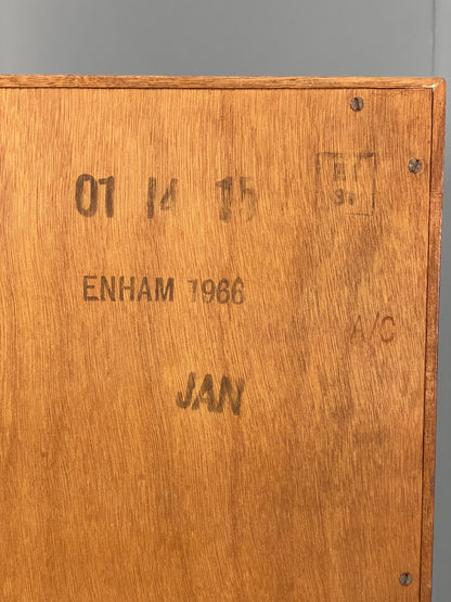 Vintage Bookcase Enham Military Glass Doors 1960s Midcentury Mahogany EB12609