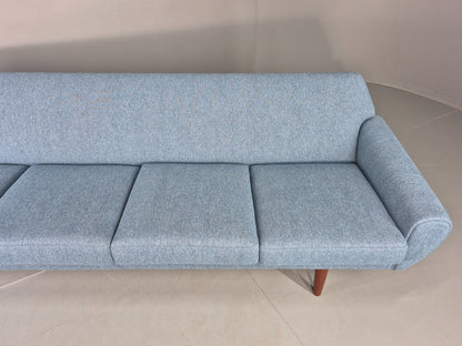 Vintage 4 Seater Sofa 1960s Danish Thams New Upholstery Teak Legs MCM  EB12788
