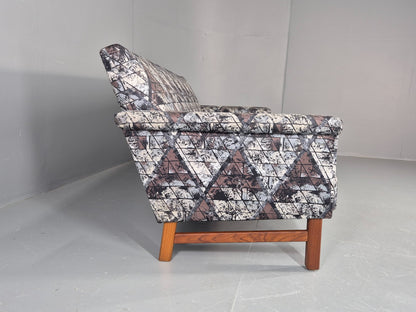 Vintage Mid Century Modern 3 Seater Sofa Swedish Abstract Fabric 1960s EB11077