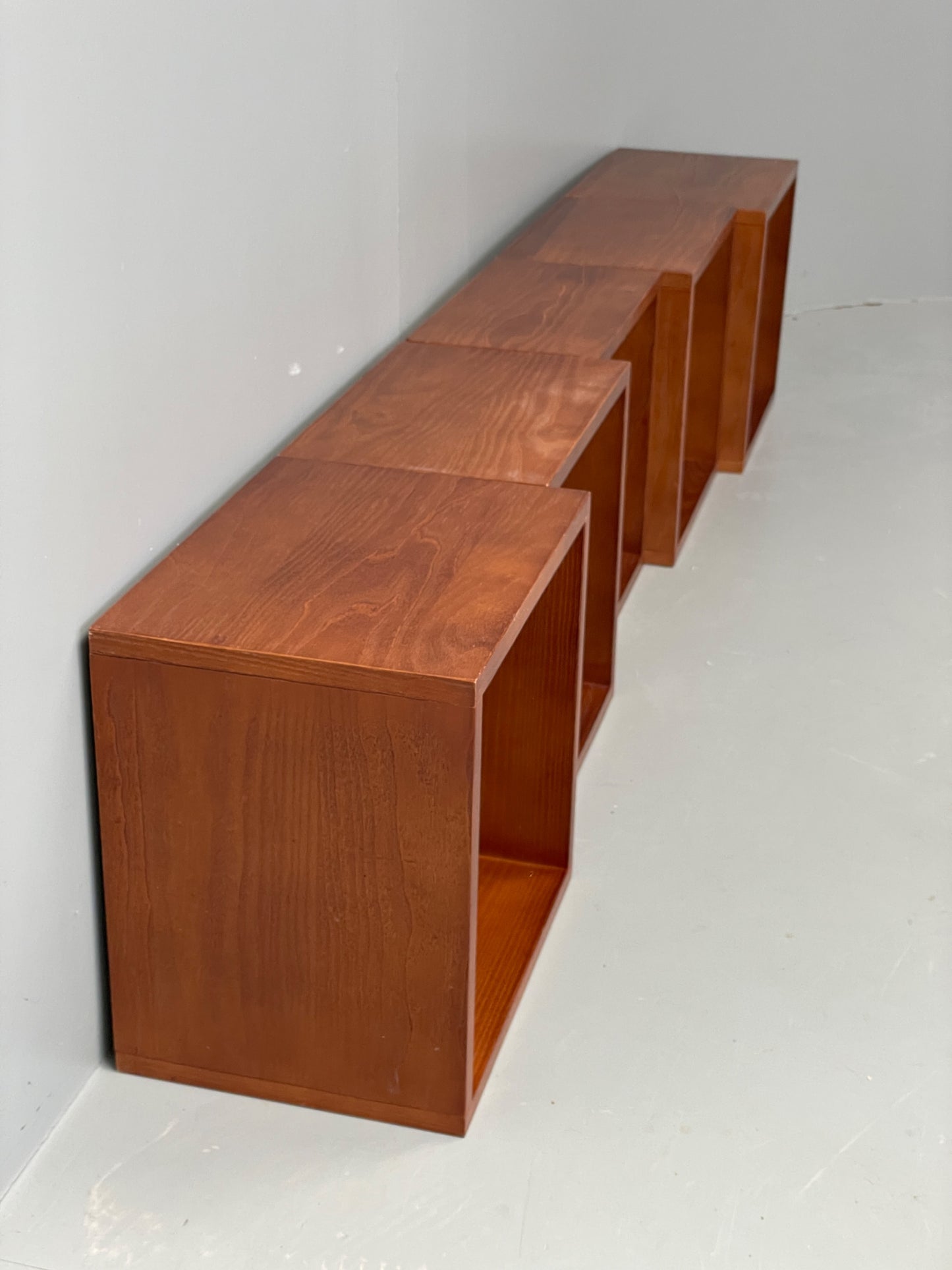 Floating Teak Cube Shelving Wall Mounted Custom Made Vintage Retro EB12300
