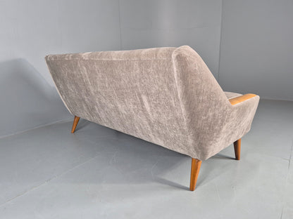 Vintage 3 Seater Danish Mid Century Sofa Oak Frame Paws New Upholstery EB11125