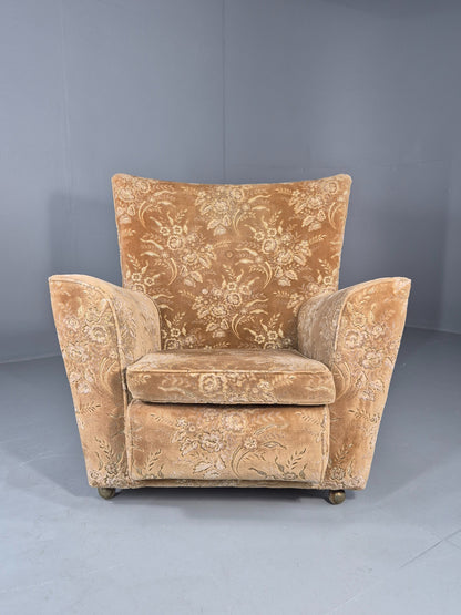Vintage Lounge Chair 1960s Retro Minty floral wingback EB11846