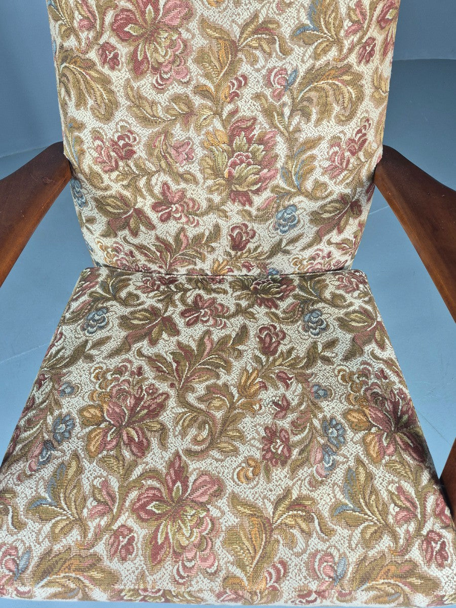 Vintage Parker Knoll High Back High Seat 1960s Lounge Chair Floral EB12798