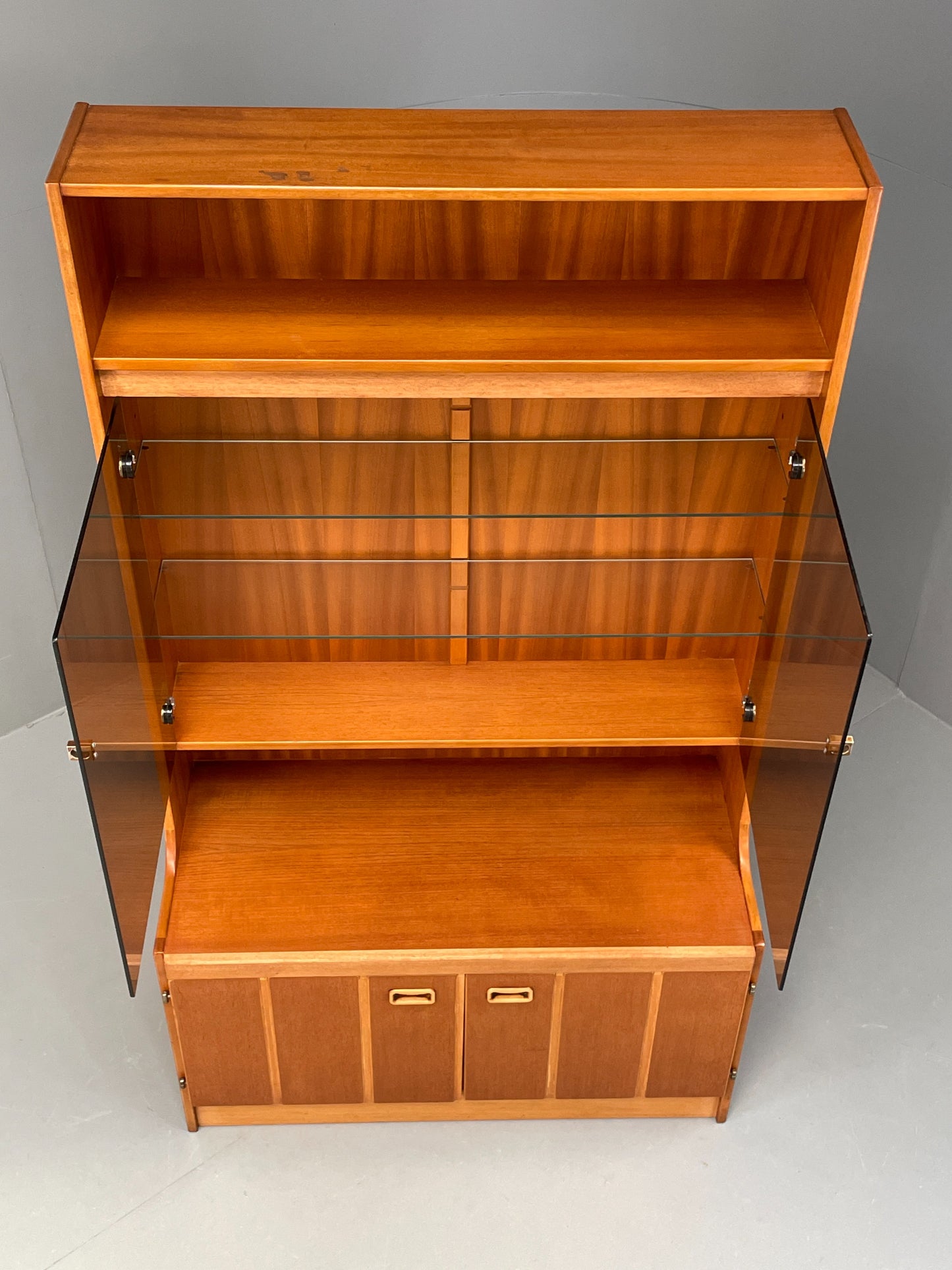 Vintage Teak Wall Unit Jentique 1970s Retro Shelving Glazed EB11971