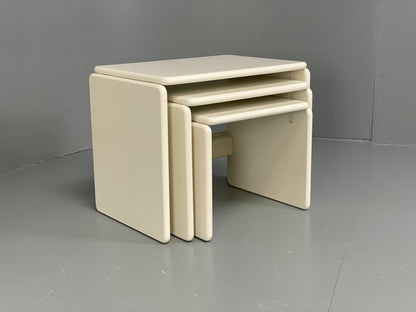 Vintage Nesting Tables White Retro Italian Side Tables 3 Curved EB12617