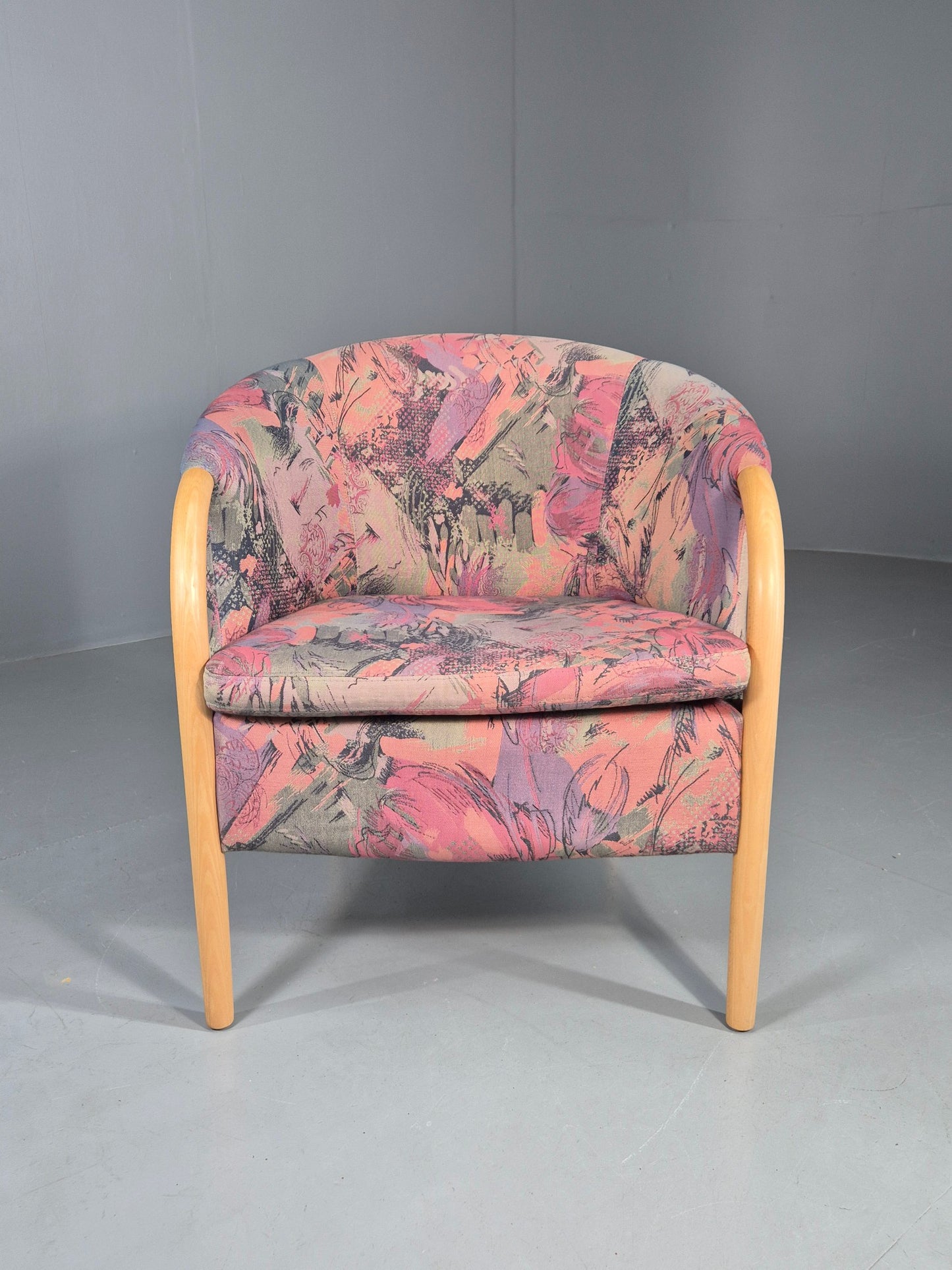 Vintage 1980s Stouby Colourful Tub Chair Danish Design Quality Retro EB12135