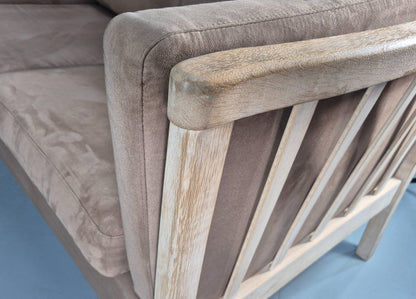 Vintage 2 seater Sofa 1980s Danish Beech Ends Retro Mid Century Modern Eb12561